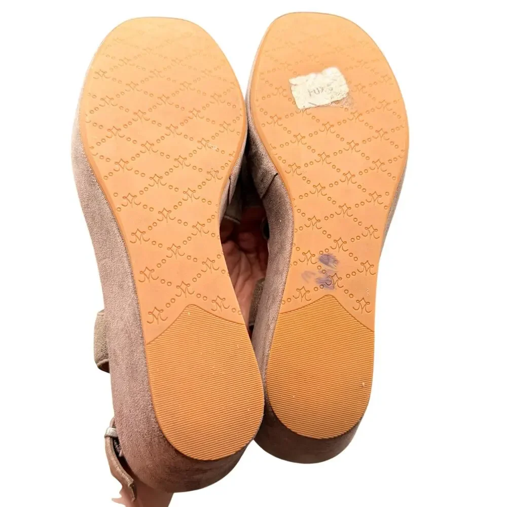 Johnston & Murphy Wedge Sandals Size 10M Taupe Suede Platform